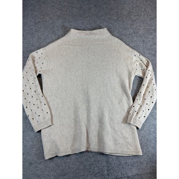Anthropologie Moth Sweater Womens XS Gray Long Sleeve Mock Knit Eyelet Sleeves - Picture 1 of 8